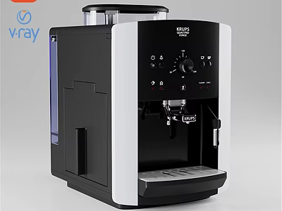 Black and White Automatic Coffee Machine with Control Panel Knob and Drip Tray 3d model
