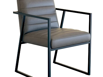 Modern Minimalist Stool With Gray Leather Seat And Black Metal Frame Design 3d model