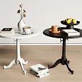 Modern Side Tables In White And Dark With Books Coffee Cup Vase Fruit Tray