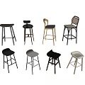 Stylish Bar Stools with Wooden Metal Frames in Black Gold White Gray for Modern Kitchen