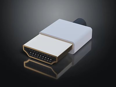 High Quality HDMI Connector With White Casing And Gold Plated Interface For Digital Devices 3d model