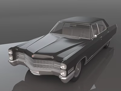 Black Classic Vintage Car Model With Retro Design And Chrome Accents 3d model