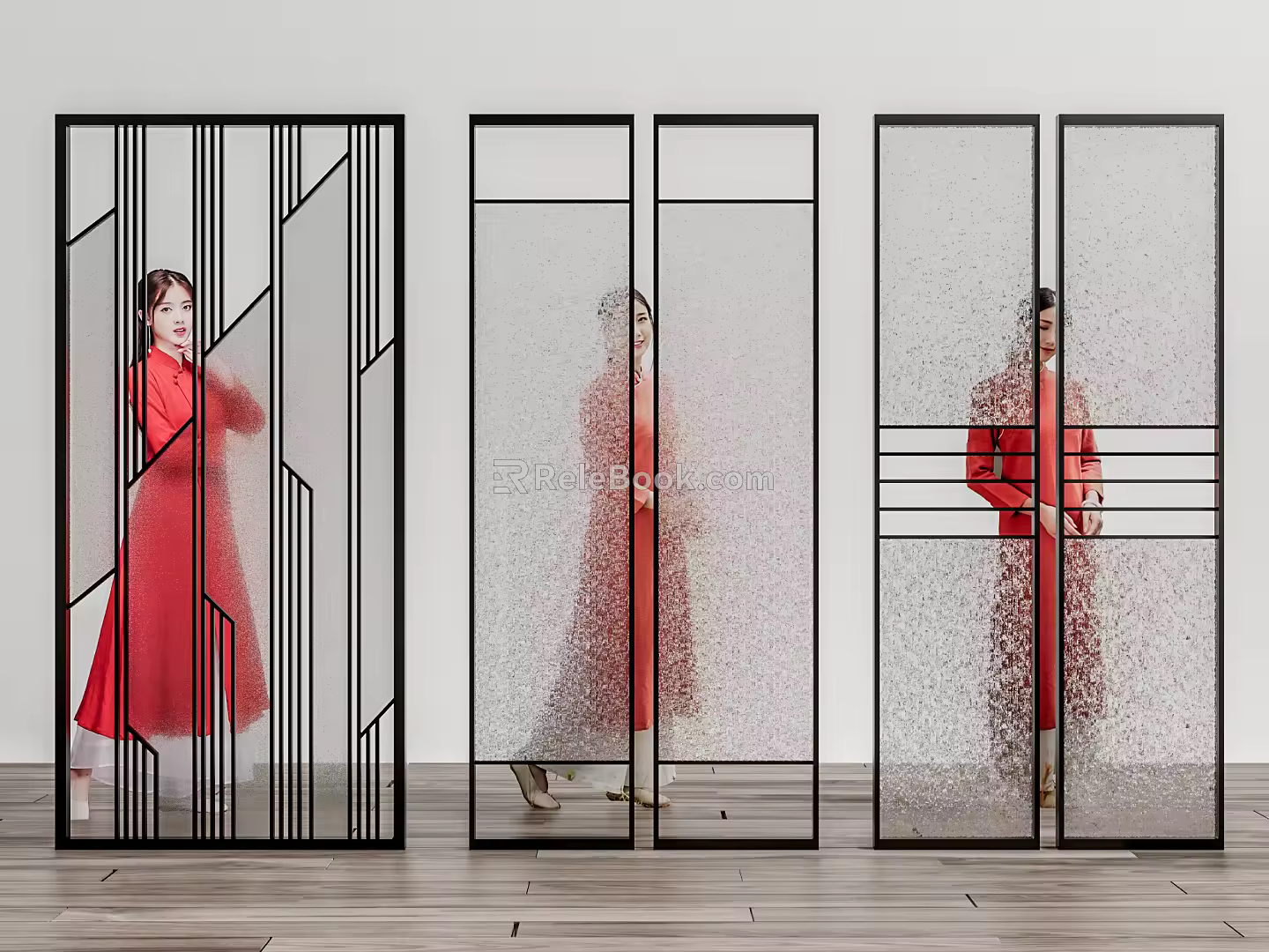 Modern partition glass screen partition 3d model