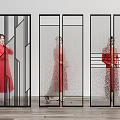 Modern partition glass screen partition 3d model