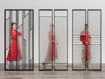 Modern partition glass screen partition 3d model