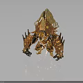 Golden Copper Mechanical Armored Creature Featuring Spiked Design And Intricate Structure 3d model