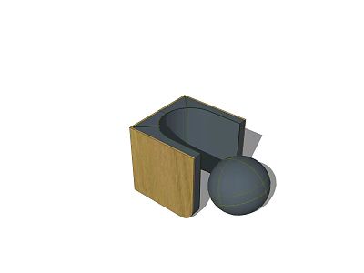 Minimalist Single Chair Design With Wooden Frame And Spherical Seat Element 3d model