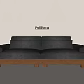 Poliform Dark Gray Multi Seat Sofa With Wooden Legs And Light Colored Wall