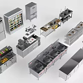 Stainless Steel Commercial Kitchen Equipment With Refrigerators Stoves Workstations And Shelves