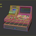 Golden Commercial Cash Register With Display Screen Keyboard And Storage Drawer