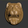 Golden Lion Head Sculpture With Shiny Metallic Surface 3D Rendered Design On Dark Background