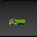 Green Dump Truck Functional Heavy Duty Vehicle Parked On Asphalt Road Surface