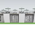 Modern Modular Container Building Design With Terraces Green Plants And Open Courtyard 3d model