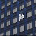 Night View Of Building Facade With Casement Window Lit Up Frame In Dark Background