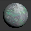 Colorful Marbled Sphere With Green And Purple Swirls On Gray Background