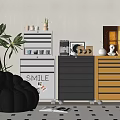 Modern Side Cabinet Tin Cabinet Storage Cabinet Coffee Machine Supplies Ornaments Combination 3d model
