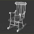 Vintage Wooden Rocking Chair With Slatted Backrest Armrests And Sturdy Structure