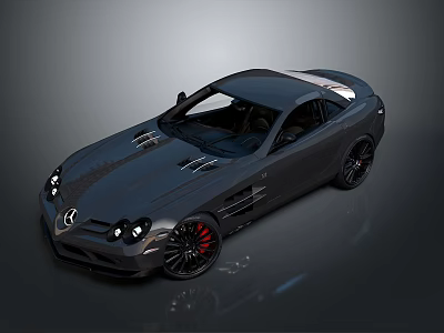 Black Sports Car With Sleek Design Red Accented Wheels And Aerodynamic Vents 3d model