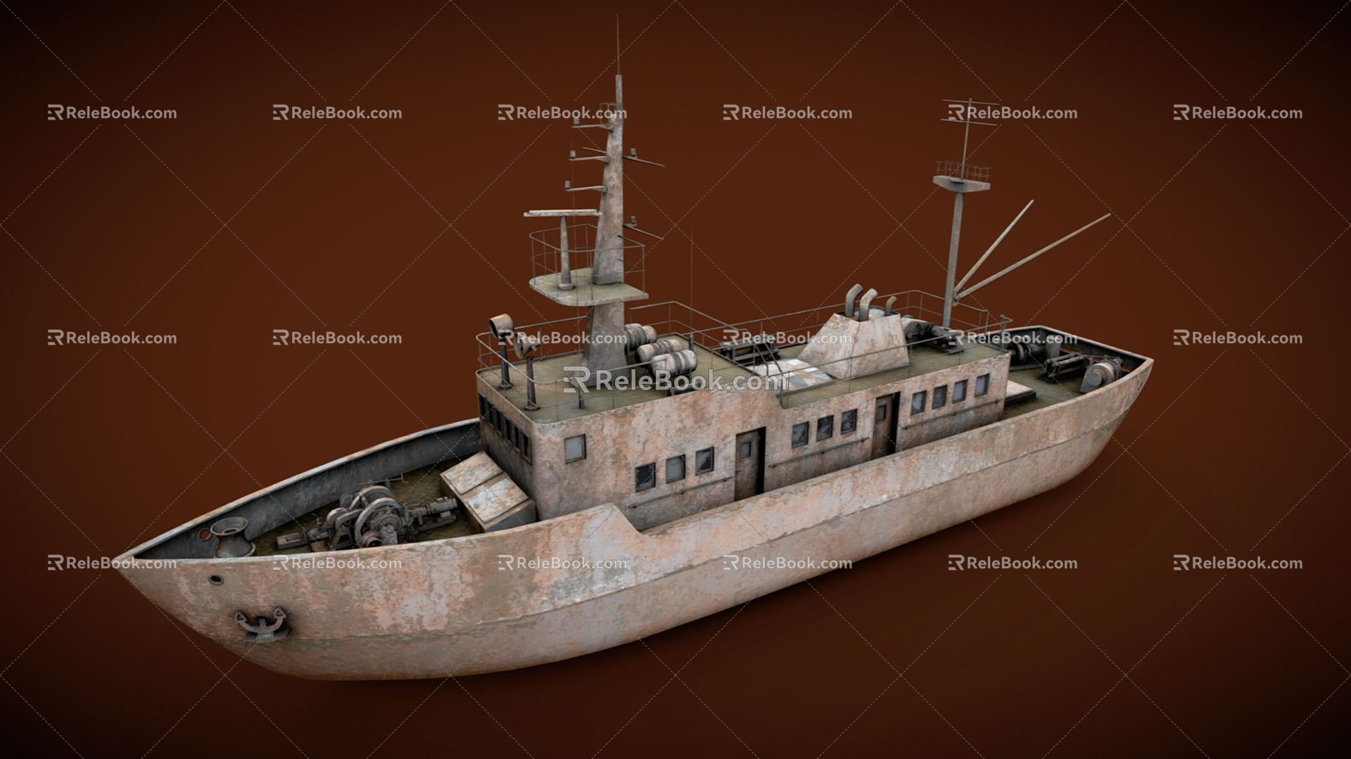 Industrial LOFT Ship Old Rusty Abandoned Ship 3d model