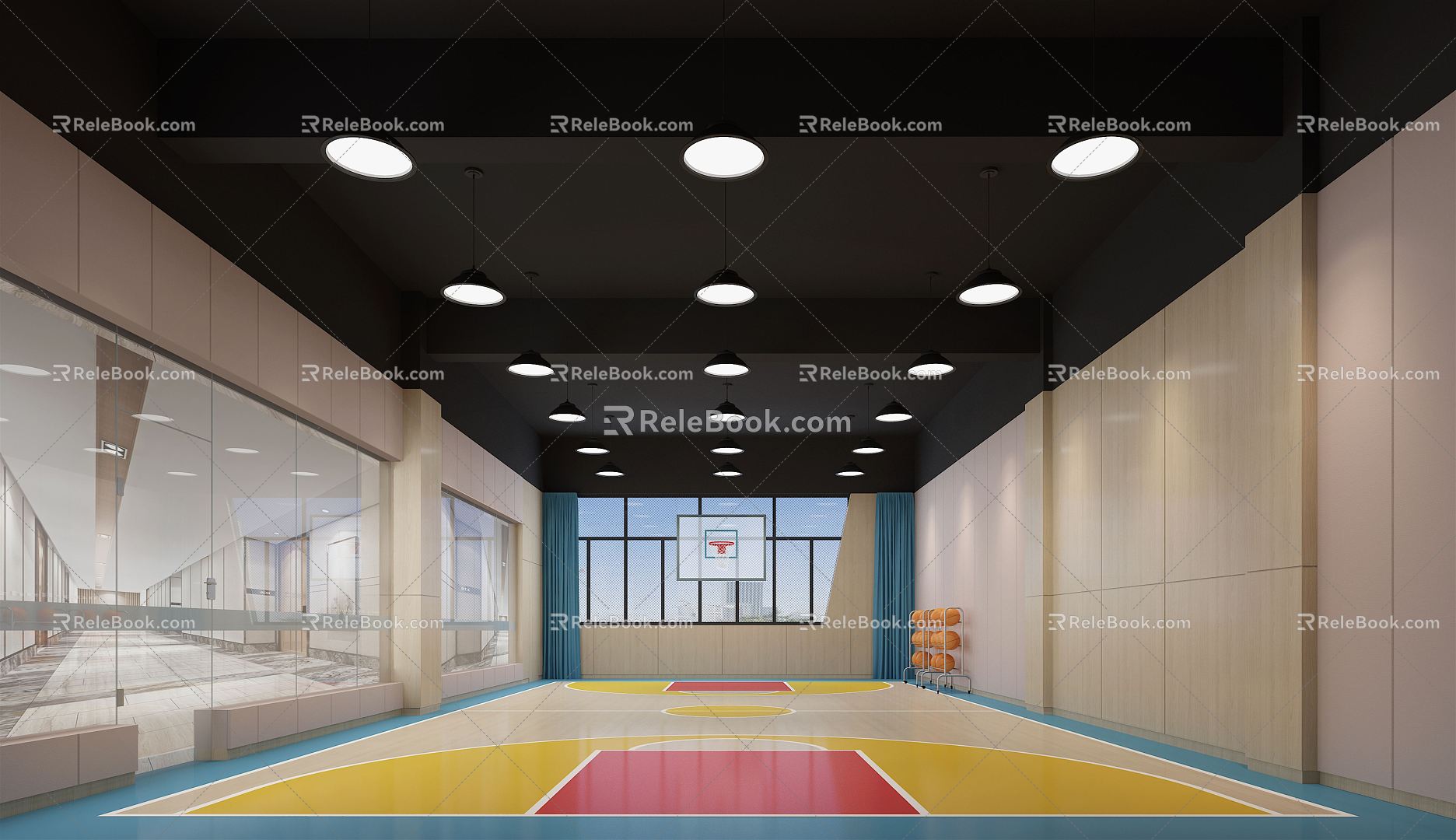 Modern Basketball Hall Basketball Training Classroom 3d model