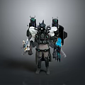 Futuristic Sci Fi Character In Mechanical Armor With Weapons And Backpack Devices