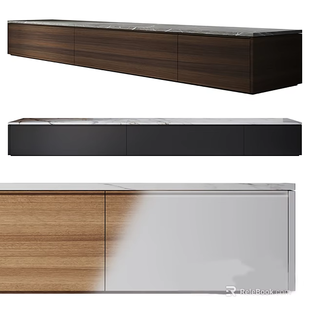 Modern TV Stand Designs Featuring Wooden Black and White Panel Sleek Finishes 3d model 