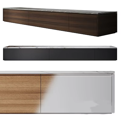 Modern TV Stand Designs Featuring Wooden Black and White Panel Sleek Finishes 3d model