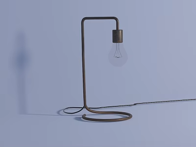 Modern Minimalist Table Lamp With Metal Stand And Clear Glass Bulb 3d model