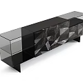 Modern Black Sideboard With Glass Elements And Geometric Patterned Panels 3d model