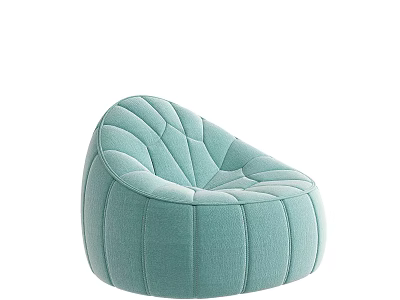 Light Green Velvet Bean Bag Chair With Quilted Stitching And Rounded Design 3d model