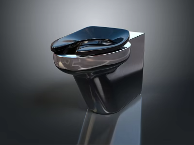 Modern Black Bathroom Toilet With Sleek Ceramic Design And Comfortable Seat 3d model