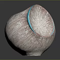 Elegant Round Decorative Vase With Textured Pink White Exterior And Turquoise Interior