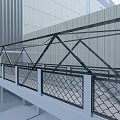 Elevator Corridor In Modern Building With Glass Railing Metal Frame And Open Design 3d model