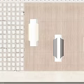 Illuminated Wall Lamps Mounted on Wooden Wall With Lattice Design Light and Dark Colored Fixtures