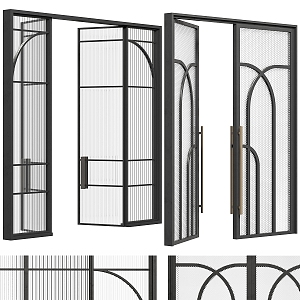 Modern glass double door 3d model