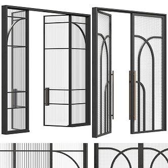 Modern glass double door 3d model