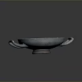 Simple Blue Gray Metal Tray With Two Handles And Textured Surface