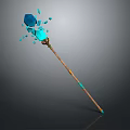 Ornament Decoration Set With Blue Gemstones Shattered Effect Wooden Staff Golden Decorations And Blue Accents