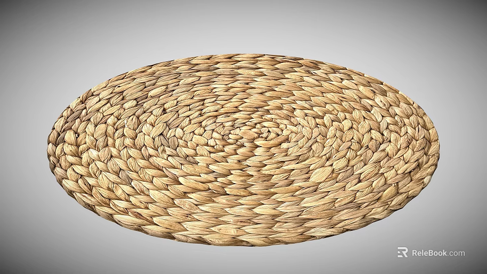 Natural Woven Straw Round Mat Handcrafted with Spiral Pattern for Kitchen Dining Table Decoration 3d model 