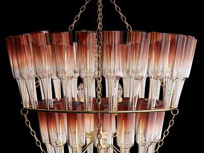Elegant Chandelier With Gradient Glass Shades And Gold Metal Frame 3d model