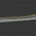 Detailed 3D Elongated Terrain Profile Model With Stratified Colored Geological Layers