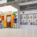 Bright Retail Convenience Store Interior With Shelves Vending Machines And Products
