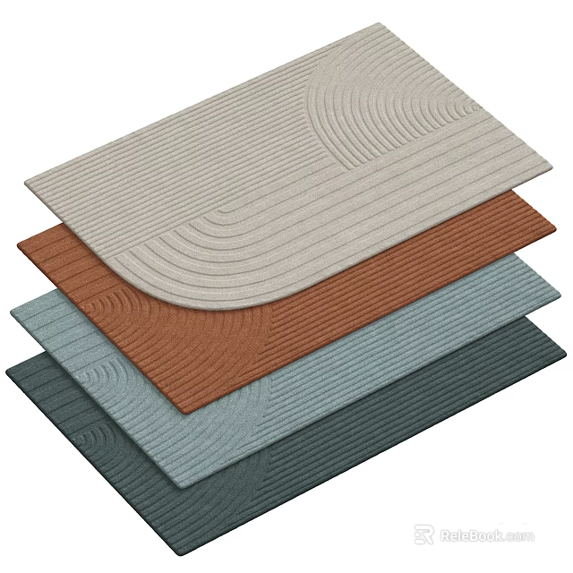 Square Rugs In Multiple Colors Stacked With Textured Patterns For Modern Home Decor 3d model