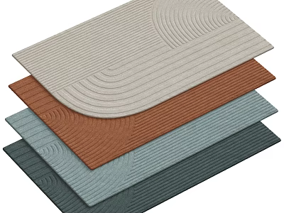 Square Rugs In Multiple Colors Stacked With Textured Patterns For Modern Home Decor 3d model