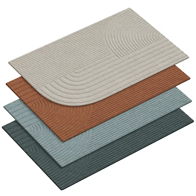 Square Rugs In Multiple Colors Stacked With Textured Patterns For Modern Home Decor 3d model