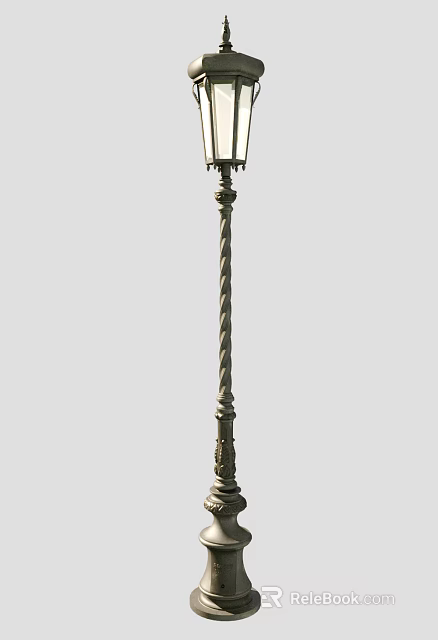 Decorative Outdoor Light With Twisted Metal Pole And Vintage Garden Design Elements 3d model 