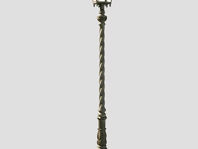 Decorative Outdoor Light With Twisted Metal Pole And Vintage Garden Design Elements 3d model