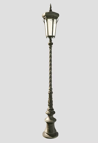 Decorative Outdoor Light With Twisted Metal Pole And Vintage Garden Design Elements 3d model