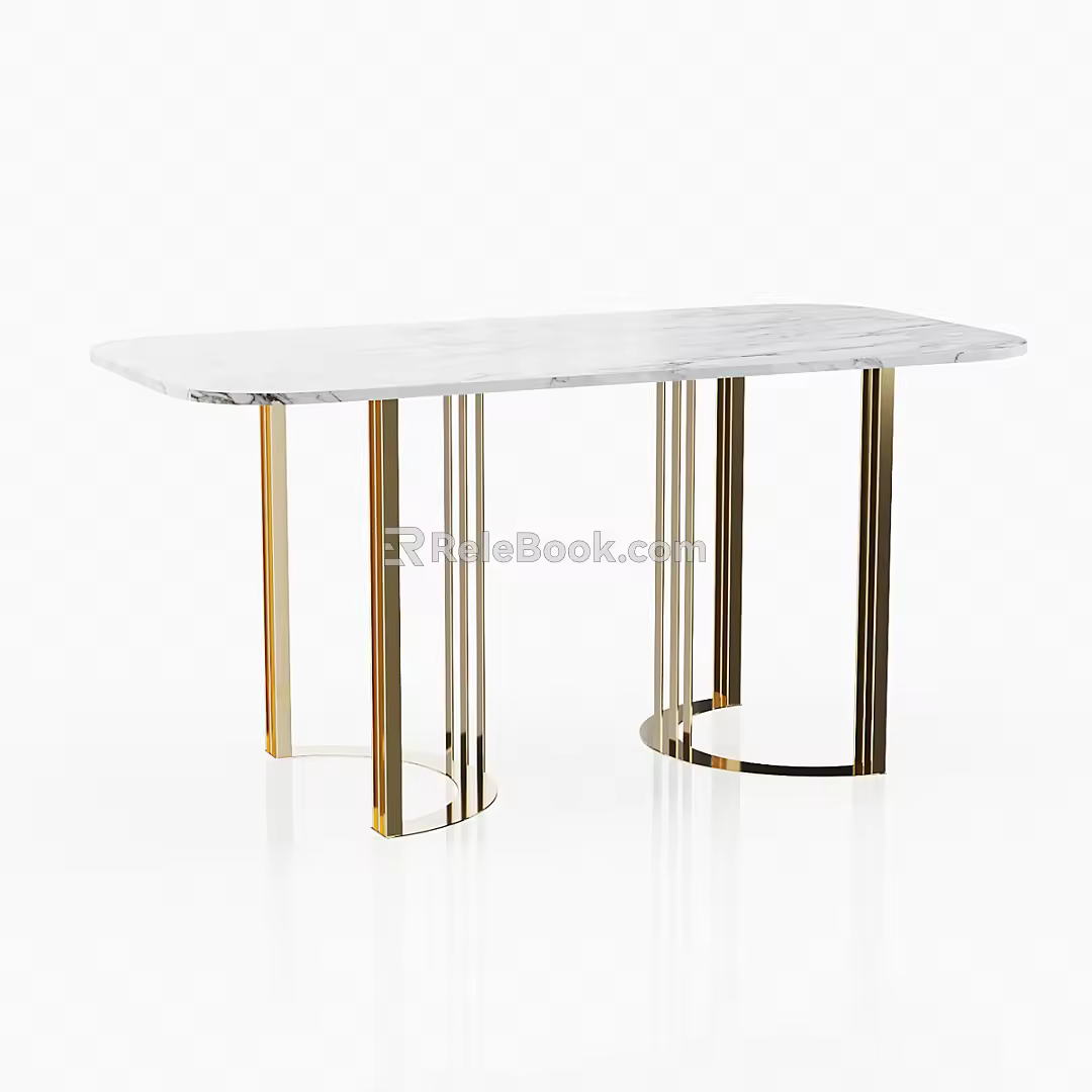 Light Luxury Dining Table Long Dining Table 3d model