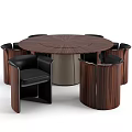 Modern Round Wooden Dining Table Set With Matching Chairs And Stylish Design